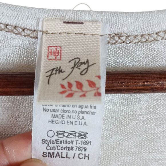 7th Ray Sz S Color Block Long Cardigan Duster Burnout Knit Pockets Boho USA Made - Picture 8 of 8